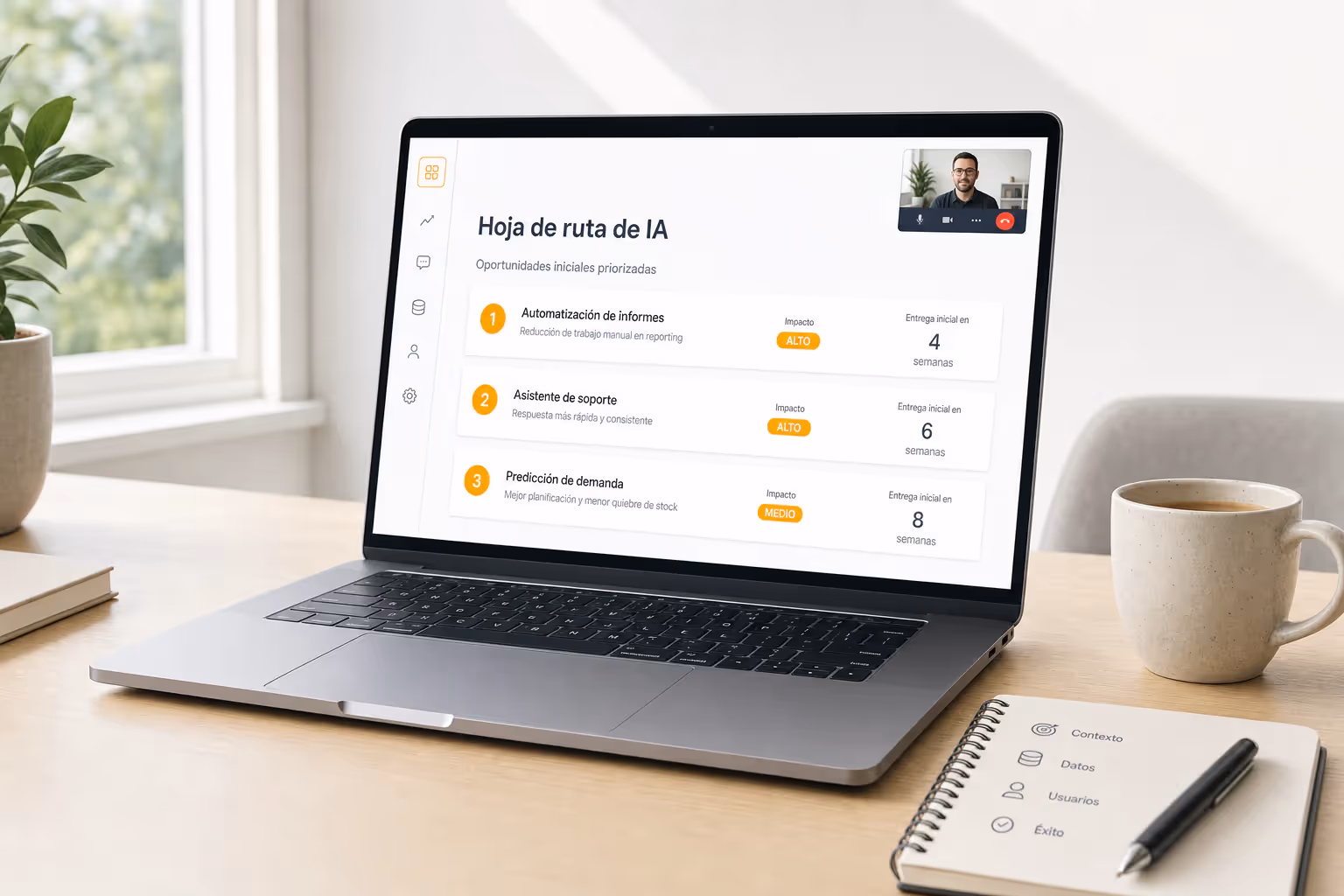 Sesión de diagnóstico estratégico con roadmap inicial de oportunidades de IA